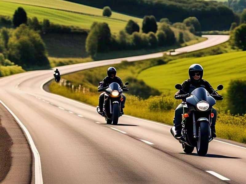 Motorcyclists riding